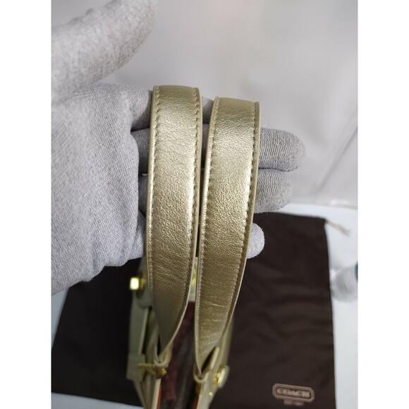 Coach Lily Legacy Metallic Gold Leather Ltd Ed TurnLock Tote Shoulder Bag - $580 - Picture 6 of 14